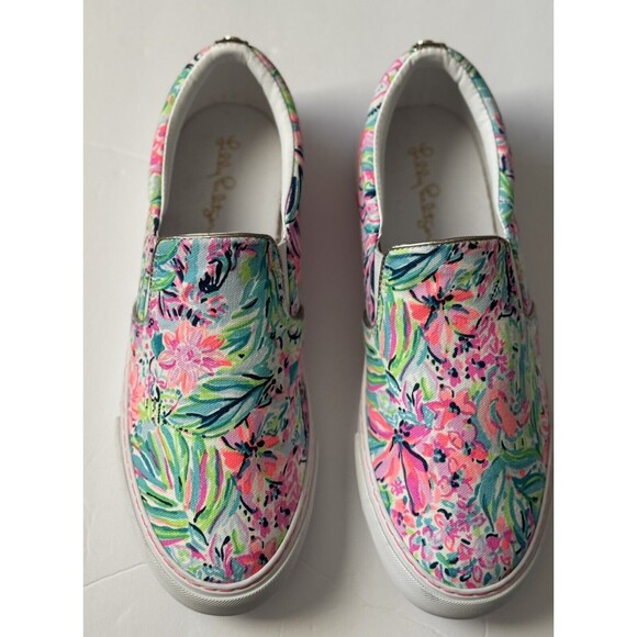 Lilly Pulitzer Multicolor Slip On Canvas Sneakers Sz 9M - Picture 4 of 5
